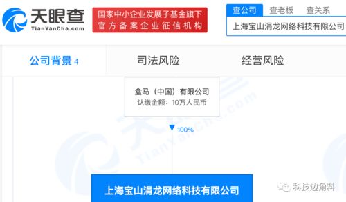 盒馬在上海成立涓龍網(wǎng)絡(luò)科技公司，注冊(cè)資本10萬(wàn)元加速網(wǎng)絡(luò)技術(shù)布局